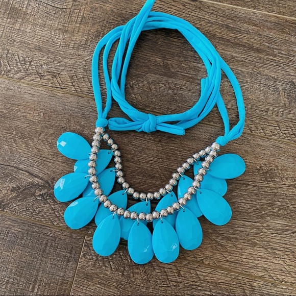 Large Statement Necklace Long Costume Jewelry Royal Blue Chicos Chunky - Picture 1 of 4